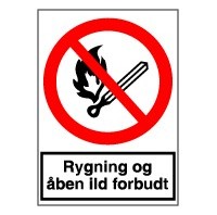 Rygning og åben ild forbudt (Plast)